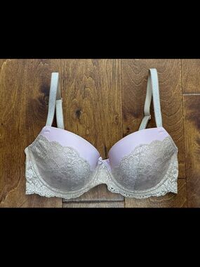 Victoria's Secret Pink and Ivory Lace Demi Bra